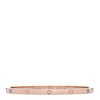 CARTIER 18K Pink Gold 6 Diamond Small LOVE Bracelet 18
