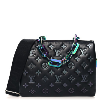LOUIS VUITTON Lambskin Embossed Monogram LV Ski Coussin PM Black Multicolor