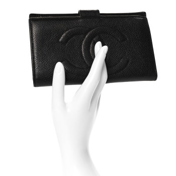 CHANEL Caviar Timeless CC French Wallet Black