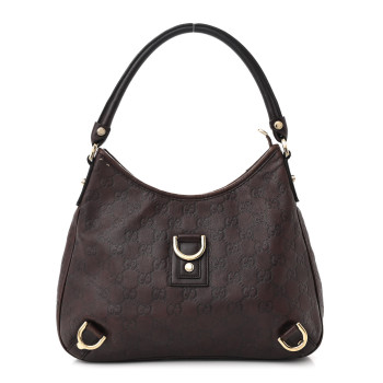 GUCCI Guccissima Medium Abbey D Ring Hobo Chocolate