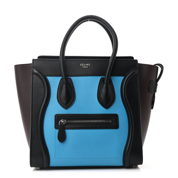 CELINE Smooth Calfskin Micro Tri-Color Luggage Turquoise