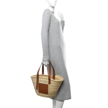 LOEWE Raffia Medium Basket Tote Bag Natural Tan