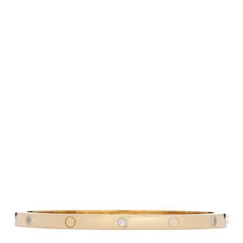 CARTIER 18K Yellow Gold 6 Diamond Small LOVE Bracelet 15