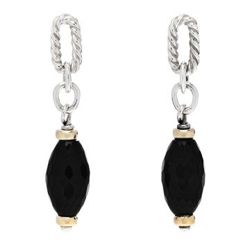 DAVID YURMAN Sterling Silver 18K Yellow Gold Black Onyx Figaro Drop Earrings