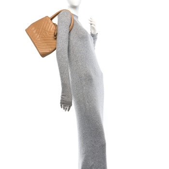 CHANEL Caviar Chevron Tassel Tote Beige
