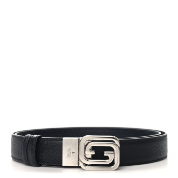 GUCCI Textured Dollar Calfskin Ciny Calf Lux Squared Interlocking G 30mm Reversible Belt 110 44 Black