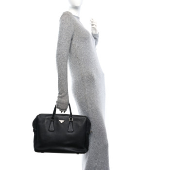 PRADA Saffiano Travel Briefcase Black