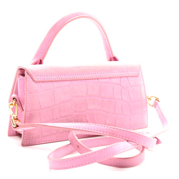 JACQUEMUS Nubuck Crocodile Embossed Le Chiquito Long Pink