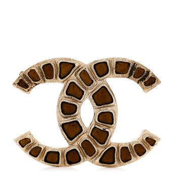 CHANEL Resin Along The Nile CC Brooch Gold Orange