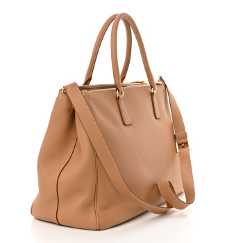 PRADA Soft Grain Calfskin Extra Large Galleria Double Zip Tote Natural