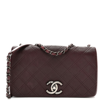 CHANEL Calfskin Diamond Embossed New Chic Flap Burgundy