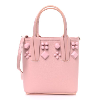 CHRISTIAN LOUBOUTIN Calfskin Empire Spike Studded Mini North South Cabata Tote Rosy