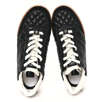 CHANEL Suede Calfskin Quilted Sneakers 40 Black