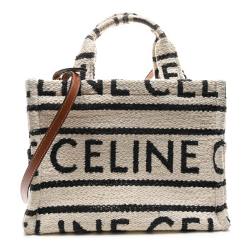 CELINE Canvas Small All Over Cabas Thais White Black