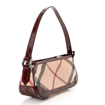 BURBERRY Patent Nova Check Newbury  Dark Red