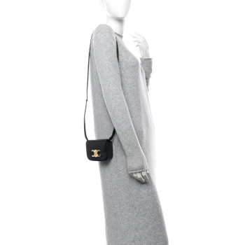 CELINE Shiny Calfskin Mini Triomphe Black