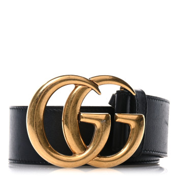 GUCCI Textured Calfskin Double G 40mm Belt 90 36 Black