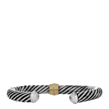 DAVID YURMAN Sterling Silver 18K Yellow Gold Diamond 7mm Cable Classics Station Bracelet