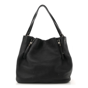 BURBERRY Grainy Calfskin House Check Medium Maidstone Black
