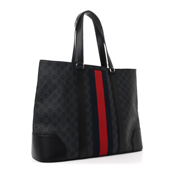 GUCCI GG Supreme Monogram Web Tote Black Grey
