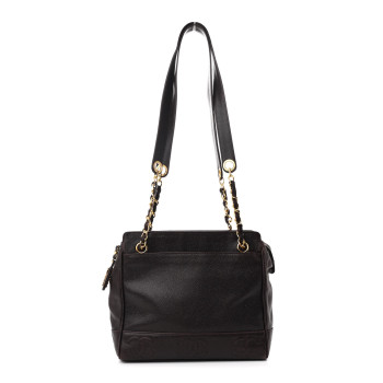 CHANEL Caviar CC Shoulder Bag Dark Brown