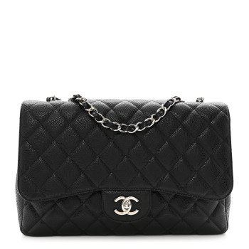 CHANEL Caviar Quilted Jumbo Single Flap Black