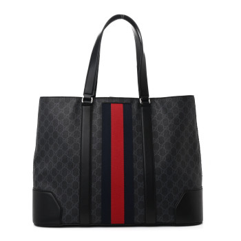 GUCCI GG Supreme Monogram Web Tote Black Grey
