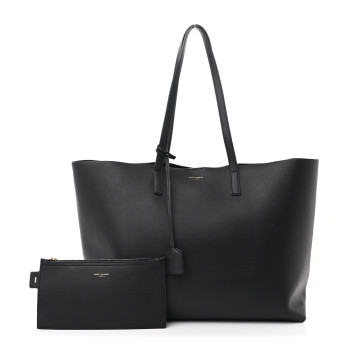SAINT LAURENT Calfskin Large Shopping Tote Black