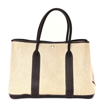HERMES Buffle Skipper Toile Garden Party 36 MM Tote Marron Fonce