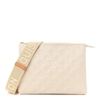 LOUIS VUITTON Lambskin Embossed Monogram Coussin PM Beige Cream