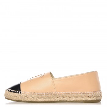 CHANEL様 CHANEL Lambskin CC Espadrilles 39 Beige Black 264808