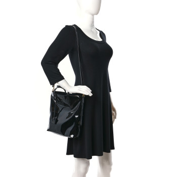 SAINT LAURENT Patent Toy Shopping Tote Black