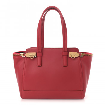 SALVATORE FERRAGAMO Calfskin Small Verve Double Zip Tote