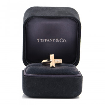 TIFFANY 18K Rose Gold Diamond T T1 Ring 50 5.5 979762 | FASHIONPHILE