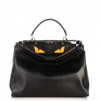 フェンディ  パイソン FENDI Vitello Morgan Python Crocodile Monster Eyes Large