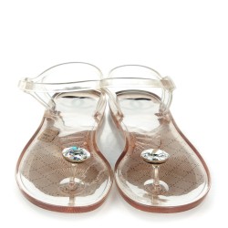 CHANEL Jelly Crystal CC Thong Sandals 40 Clear 150096