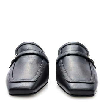 HERMES Goatskin Groupie Mules 38 Black