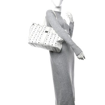 MCM Visetos Medium Liz Reversible Shopper Tote White