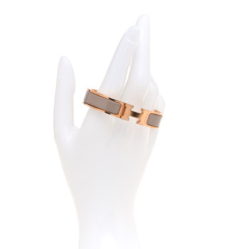 HERMES Enamel Narrow Clic Clac H Bracelet PM  Marron Glace