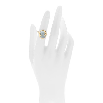 TIFFANY 18K Yellow Gold Blue Topaz Paloma Picasso Olive Leaf Ring 49 5