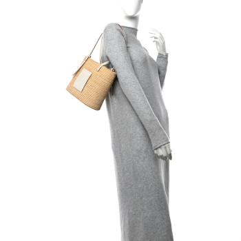 LOEWE Raffia Square Small Basket Tote Bag Natural White