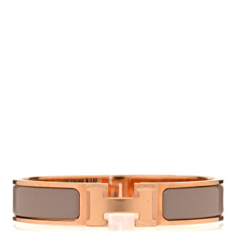 HERMES Enamel Narrow Clic Clac H Bracelet PM  Marron Glace