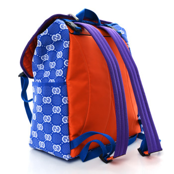 GUCCI Jersey GG Monogram All Over Pan Sport Double Buckle Backpack  Blue Multicolor