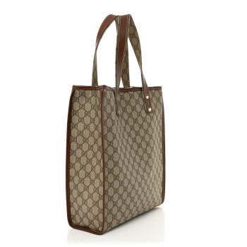 GUCCI GG Plus Monogram Small Signature Web Loop Vertical Tote Light Brown