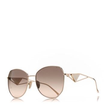 PRADA Metal Symbole Triangle Logo Sunglasses SPR57Y Anthracite Gray Cammeo Beige