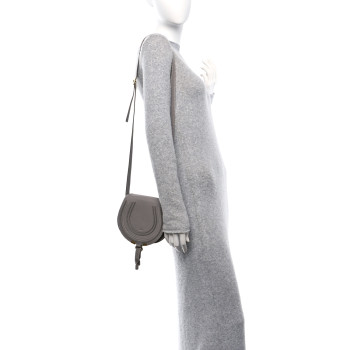 CHLOE Grained Calfskin Small Marcie Saddle Bag Cashmere Grey