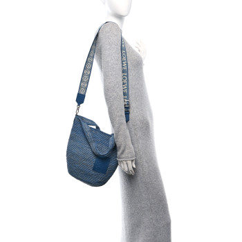 LOEWE Raffia Mini Slit Tote Bag Blue