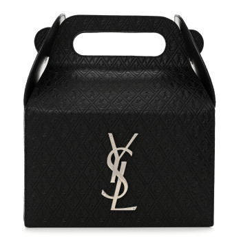 SAINT LAURENT Calfskin Monogram Take Away Box Black