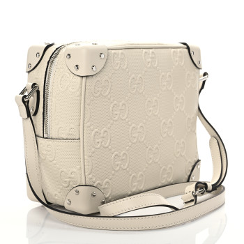 【GUCCI 】Tennis 20 GG Embossed Two-Tone Messenger Bag GUCCI Calfskin GG Tennis Embossed Mini Double Zip Messenger