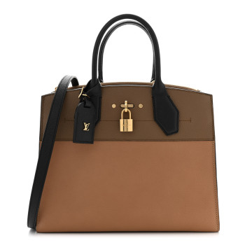 LOUIS VUITTON Taurillon City Steamer MM Sesame Kombu Black